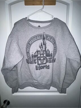 Disney Gray Walt Disney World Castle Crewneck Sweatshirt